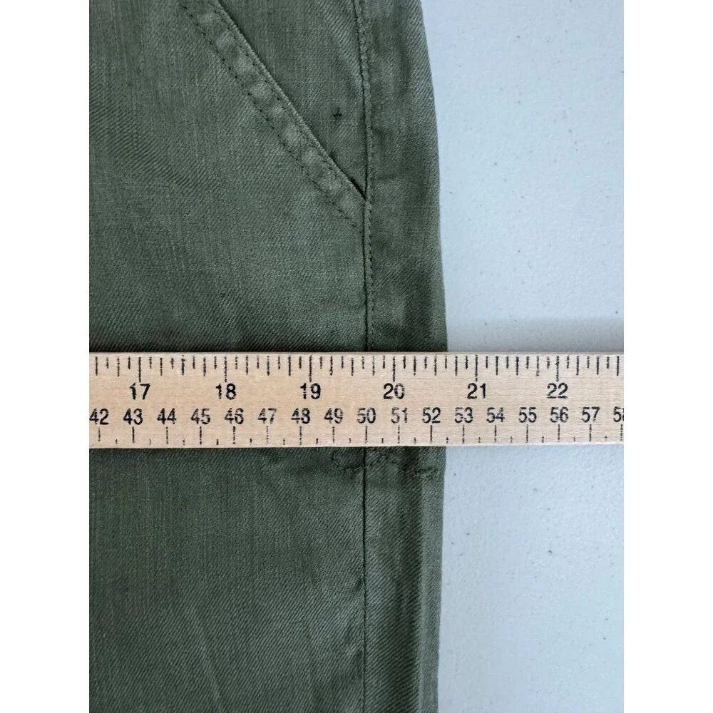Level 99 Sienna Boyfriend Pants Olive 90s beachy linen sz 31 - Picture 8 of 11